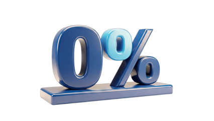 3D Rendered Zero Percent Sign on a Base