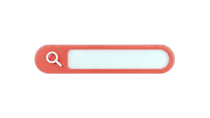 3D Search Bar Icon on White Background