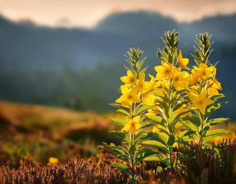 delicate arctic starflower lysimachia europaea blooms amidst a soft blurred background in a serene untouched landscape