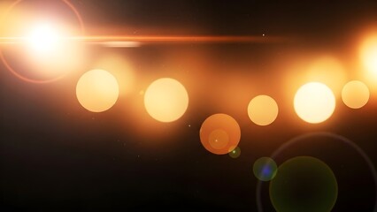 A dynamic display of glowing orbs and lens flare effects in a dark, abstract space environment