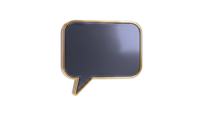 3D Speech Bubble with Gold Trim on White Background