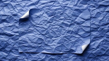 A layer of crumpled blue paper with curled corners on a textured blue background