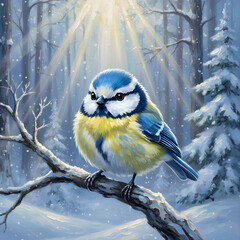 cute little blue tit bird