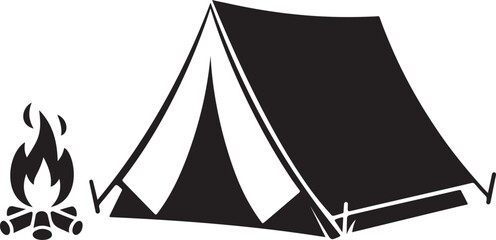 Camping Tent with Bonfire Outdoor Icon