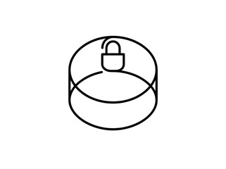 Minimalist Icon of a Padlock Inside a Circle.