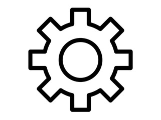 Simple black outline of a gear icon with a central circle.