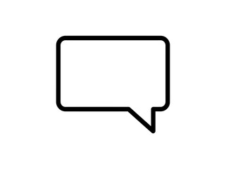 Fototapeta premium Simple speech bubble icon with black outline on white background.