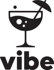 Tropical Cocktail Glass Vibe Typography Logo