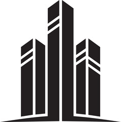 Modern City Skyline Skyscraper Silhouette Logo