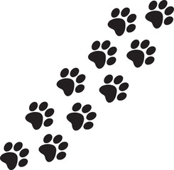 Paw Prints Trail Silhouette &ndash; Animal Footprint Path Vector