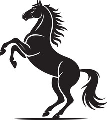 Elegant Rearing Horse Silhouette Vector Illustration