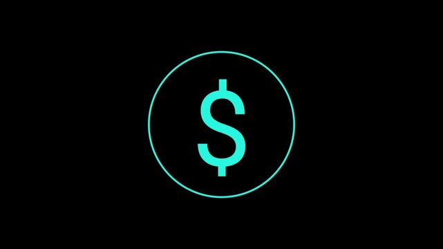 Dollar Currency Money Cash Finance Investment Line Icon Animated Graphic Element Transparent Background