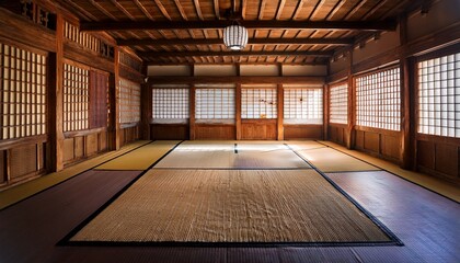 karate dojo room made of wood