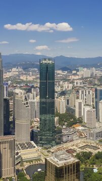 sunny day kuala lumpur cityscape downtown aerial vertical panorama 4k timelapse malaysia