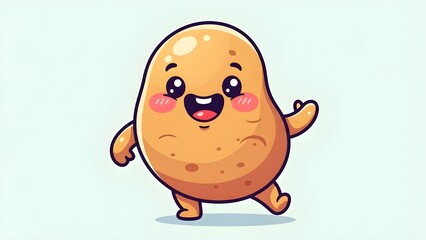 Happy cartoon potato character with friendly smile bright cheerful colors.