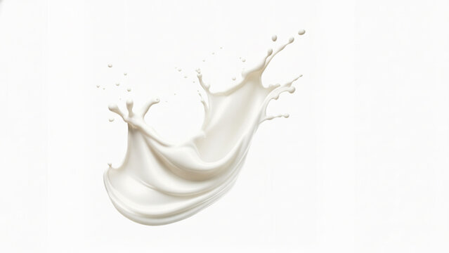 Elegant pure white milk cream splash isolated on white background for dairy products and healthy nutrition concepts