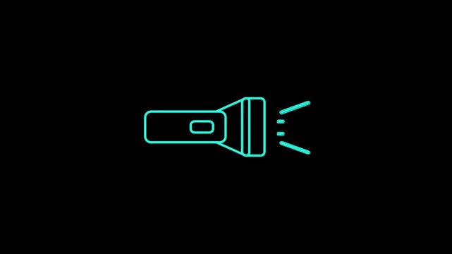 Flashlight Beam Light Emergency Equipment Line Icon Animated Graphic Element Transparent Background