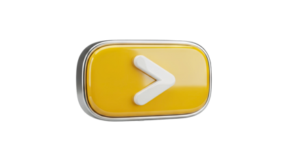 3D Yellow Button with Right Arrow on White Background