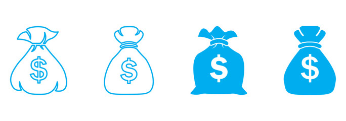 Minimalist Money Icon Set Vector Collection of Black Cash and Banknote Symbols for Finance