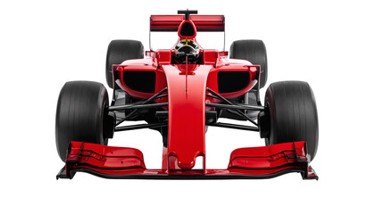 Obraz premium Bold red Formula One race car ready for high-speed action on the track with aerodynamic design and powerful engine