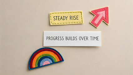 Flat Lay of Fabric Patches with Motivational Text Messages