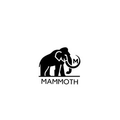​Minimalist Full Body Woolly Mammoth Silhouette Logo Vector