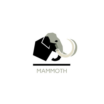 ​Modern Geometric Woolly Mammoth Head Logo Vector Icon