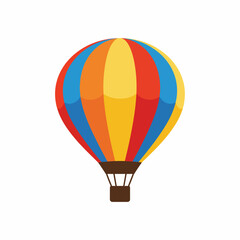 Naklejka premium Colorful hot air balloon illustration with a brown basket on a white background