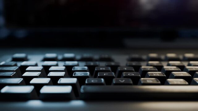 Pressing the enter key. Working on a computer. Hacking a computer. Hacker attack. Typing. Remote work. Blogging. The keyboard key is pressed. The camera moves along the keyboard. Hacking. Virus.