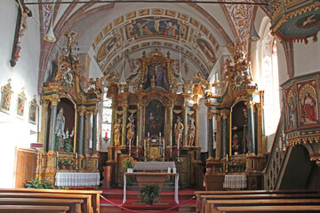interno della chiesa di Santa Maddalena in Val di Funes; Alto Adige