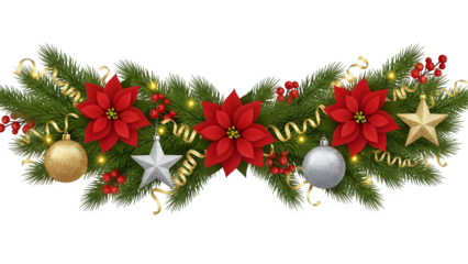 Christmas garland isolated on transparent background