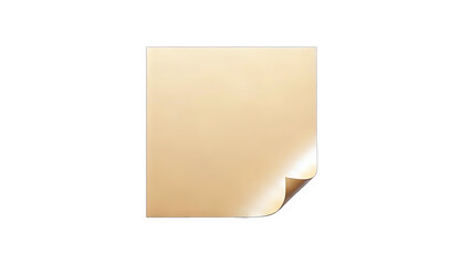 Beige Sticky Note with Curled Corner on White Background