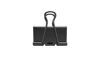 Black Binder Clip Isolated on White Background