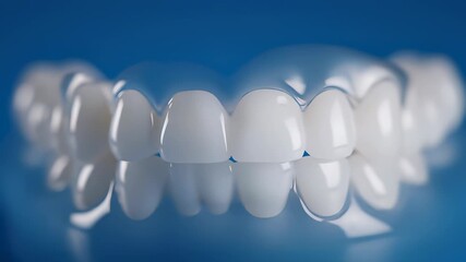 Tooth with missing tooth on blue background in close up examination, showcasing dental anatomy and oral health concepts, ideal for healthcare marketing, educational materials.