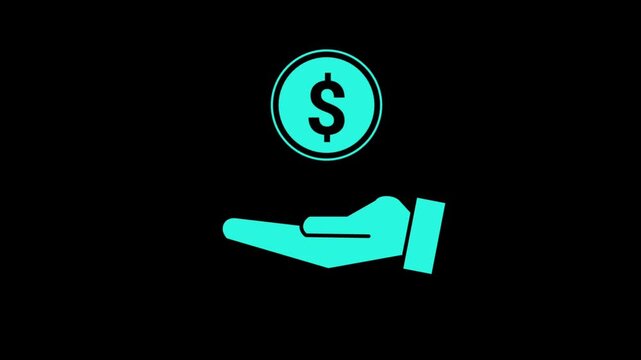 Hand Holding Money Currency Dollar Symbol Finance Investment Animated Icon Transparent Background