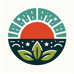 Sunrise over nature with leaves and stars a beautiful illustration.