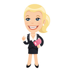 Cartoon Businesswoman Character Set – Professional Female Office Worker Illustration