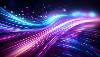 abstract glowing purple and blue light streaks with bokeh effect