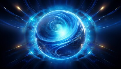 glowing blue orb with swirling light energy field