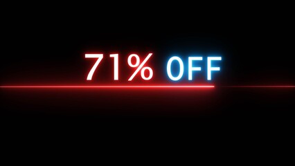 Business 71% off illustration. Neon discounts offer number. Business promotions and special percentage offers.