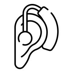 Hearing aid black line icon