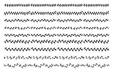 Set of hand drawn floral branch and leaf vector dividers decorative nature borders collection