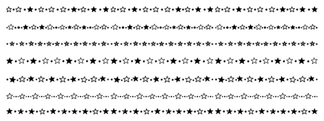 Fototapeta premium Set of decorative star seamless vector borders and dividers hand drawn celestial pattern collection