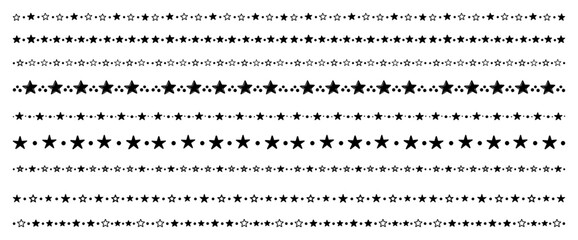 Vector set of simple star seamless borders and decorative dividers for design