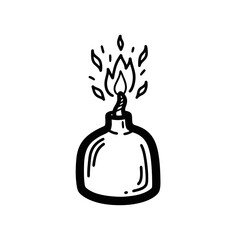 Simple black and white illustration of a Molotov cocktail.