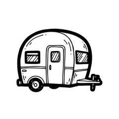 Vintage Camper Trailer Illustration with Simple Design.