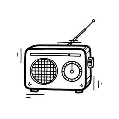 Vintage Retro Radio Hand Drawn Illustration.
