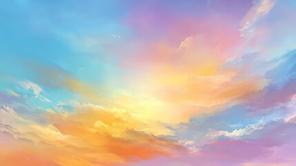 Vibrant pastel twilight sky with soft colorful clouds at sunset