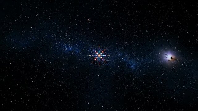 Futuristic visualization of a multidimensional energy grid of colorful lights in deep space.