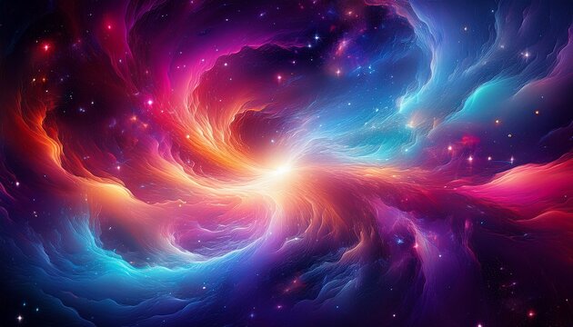 abstract cosmic nebula vibrant swirling colors and sparkling stardust - Powered by Adobe